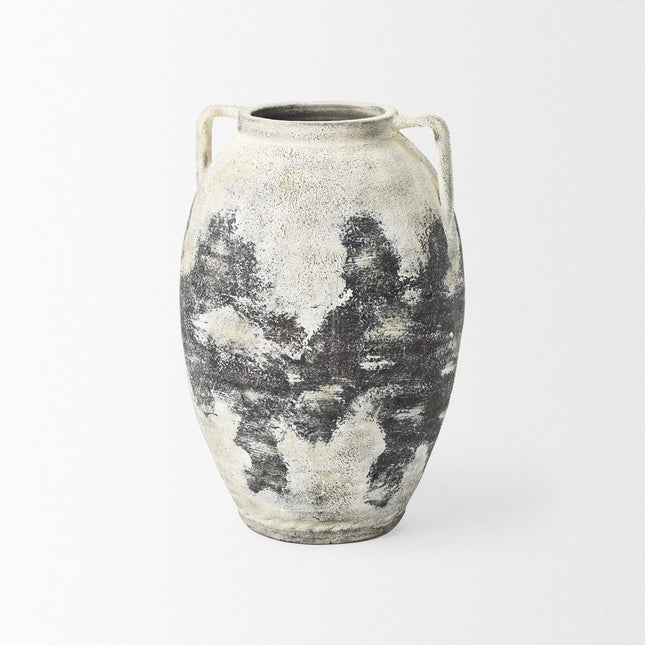 22" Black And White Ombre Ceramic Amphora Floor Vase HomeRoots