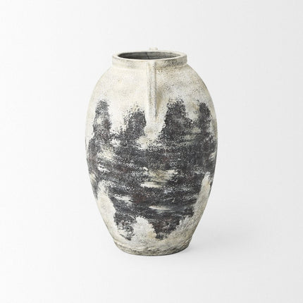 22" Black And White Ombre Ceramic Amphora Floor Vase HomeRoots