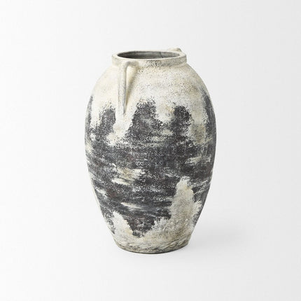22" Black And White Ombre Ceramic Amphora Floor Vase HomeRoots