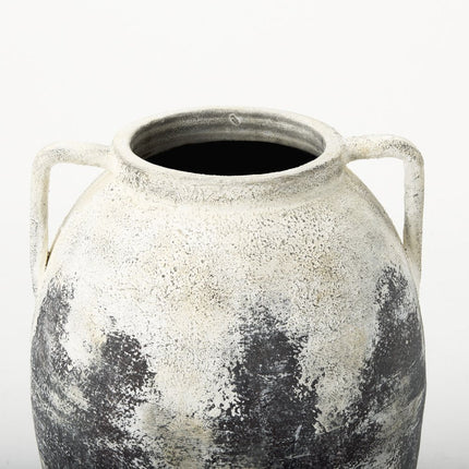 22" Black And White Ombre Ceramic Amphora Floor Vase HomeRoots