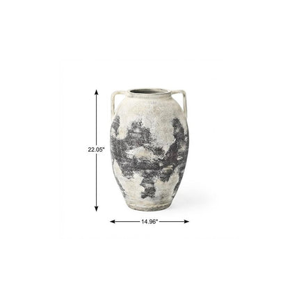 22" Black And White Ombre Ceramic Amphora Floor Vase HomeRoots