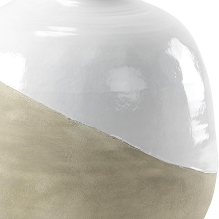 24" White And Beige Ombre Ceramic Round Floor Vase