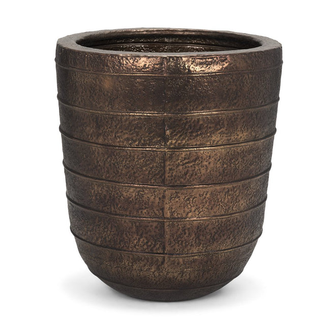 26" Antiqued Brass Metal Round Floor Vase HomeRoots