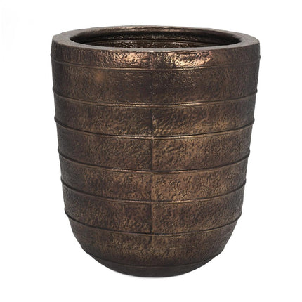 26" Antiqued Brass Metal Round Floor Vase HomeRoots