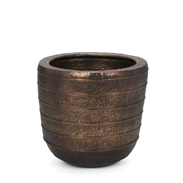 19" Antiqued Brass Metal Round Floor Vase HomeRoots