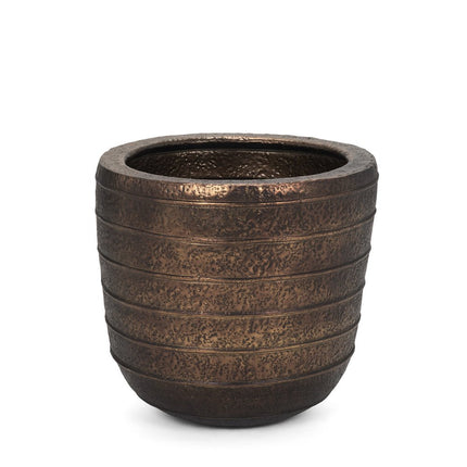 19" Antiqued Brass Metal Round Floor Vase HomeRoots