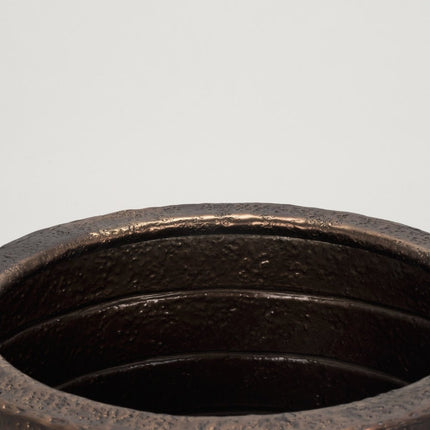 19" Antiqued Brass Metal Round Floor Vase HomeRoots