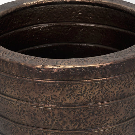 19" Antiqued Brass Metal Round Floor Vase HomeRoots