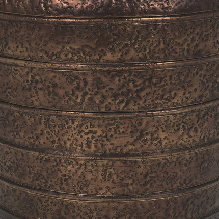 19" Antiqued Brass Metal Round Floor Vase HomeRoots