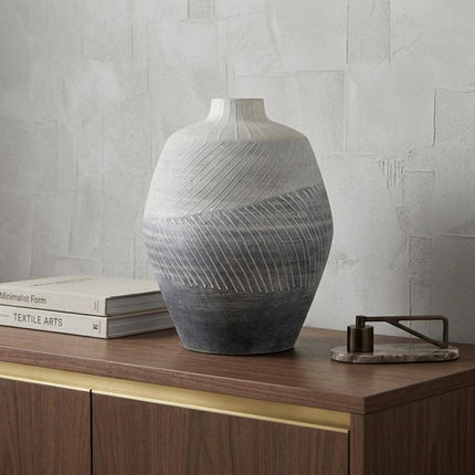 10" Gray And White Ombre Ceramic Round Table Vase HomeRoots