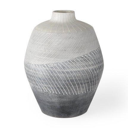 10" Gray And White Ombre Ceramic Round Table Vase HomeRoots