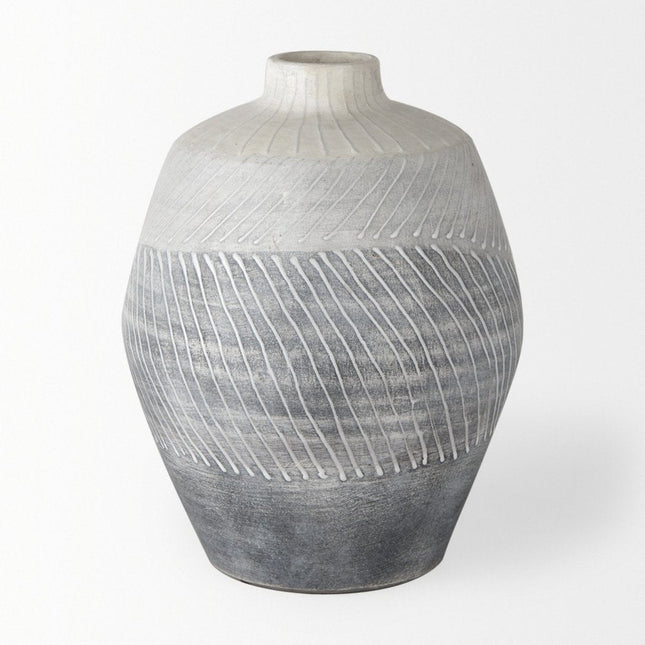 10" Gray And White Ombre Ceramic Round Table Vase HomeRoots