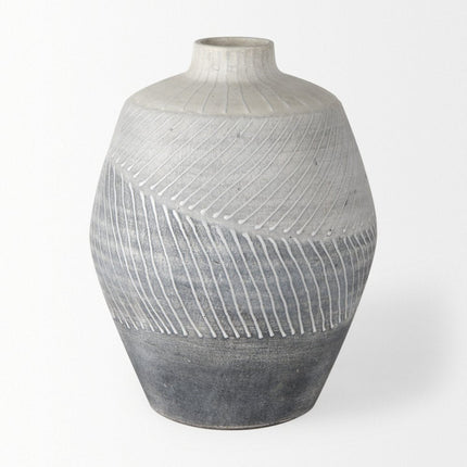 10" Gray And White Ombre Ceramic Round Table Vase HomeRoots