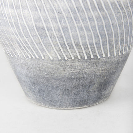 10" Gray And White Ombre Ceramic Round Table Vase HomeRoots