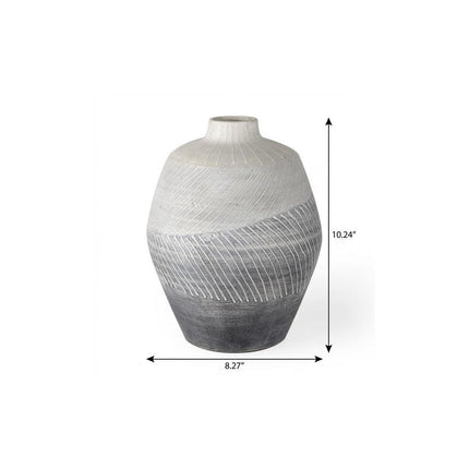 10" Gray And White Ombre Ceramic Round Table Vase HomeRoots