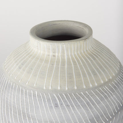 13" Gray And White Ombre Ceramic Round Table Vase HomeRoots