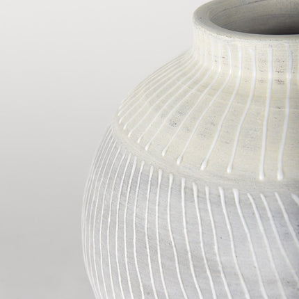 13" Gray And White Ombre Ceramic Round Table Vase HomeRoots