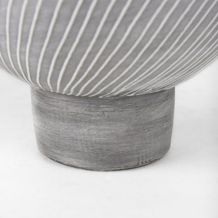 13" Gray And White Ombre Ceramic Round Table Vase HomeRoots