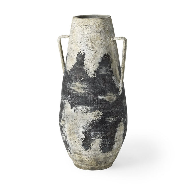 29" Black And White Ombre Ceramic Amphora Floor Vase HomeRoots