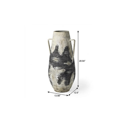 29" Black And White Ombre Ceramic Amphora Floor Vase HomeRoots