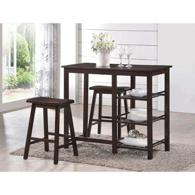 ACME 73050 Nyssa 3 Piece Pack Counter Height Set, Walnut ACME Furniture