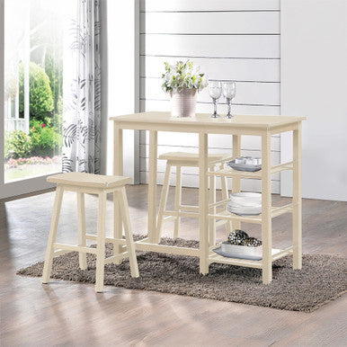 ACME 73052 Nyssa 3 Piece Pack Counter Height Set, Buttermilk ACME Furniture