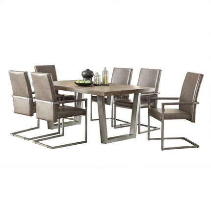 ACME 73110 Lazarus Dining Table, Weathered Oak & Antique Silver (1Set/2Ctn)