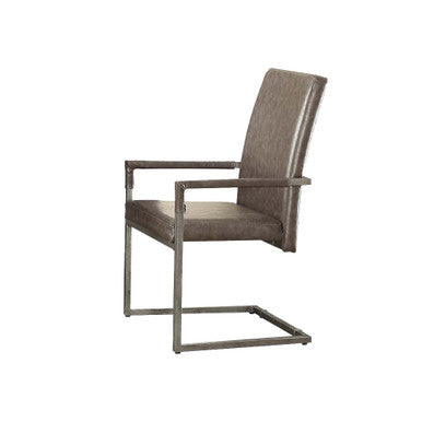 ACME 73112 Lazarus Arm Chair (Set-2), Vintage Gray PU & Antique Silver ACME Furniture