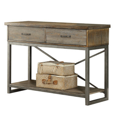 ACME 73113 Lazarus Server, Weathered Oak & Antique Silver ACME Furniture