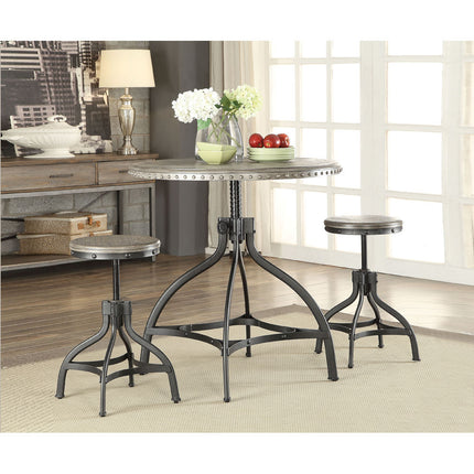 ACME 73125 Fatima 3 Piece Pack Adjustable Counter Height Set, Gray Oak