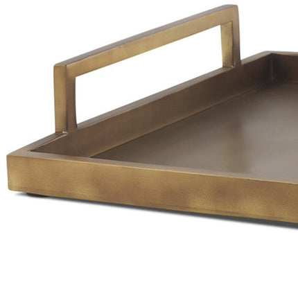 15" Gold Aluminum Hand Finished Vanity Tray With Handles HomeRoots