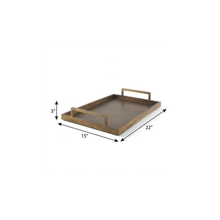 15" Gold Aluminum Hand Finished Vanity Tray With Handles HomeRoots