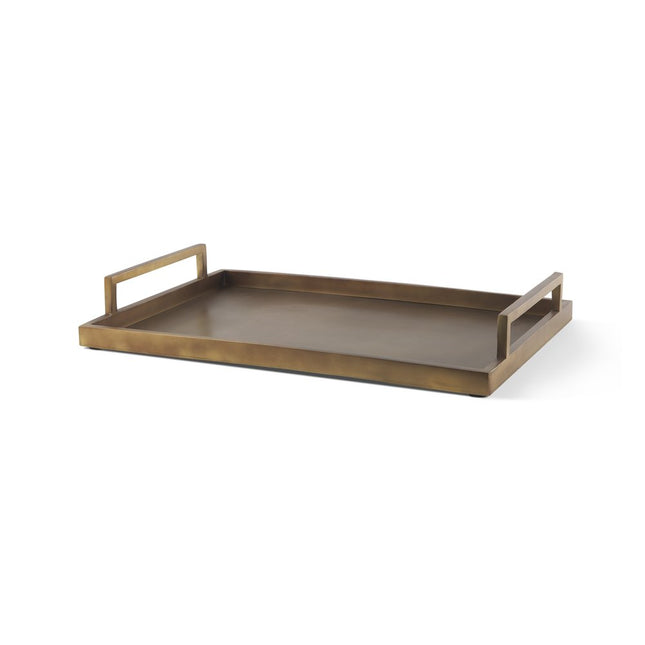 15" Gold Aluminum Hand Finished Vanity Tray With Handles HomeRoots