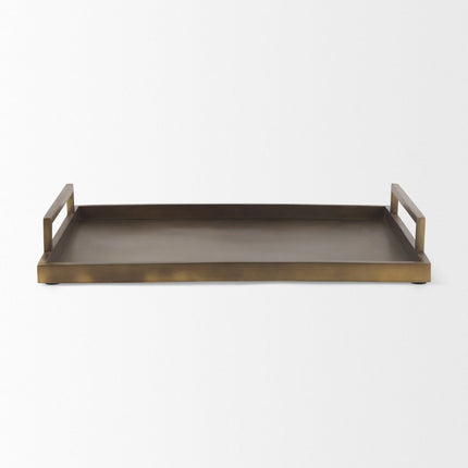 15" Gold Aluminum Hand Finished Vanity Tray With Handles HomeRoots