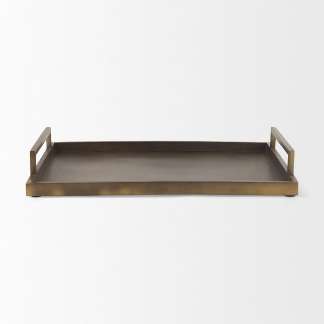 15" Gold Aluminum Hand Finished Vanity Tray With Handles HomeRoots