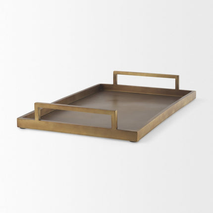 15" Gold Aluminum Hand Finished Vanity Tray With Handles HomeRoots