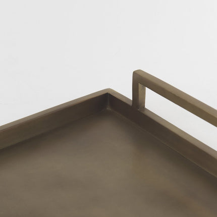 15" Gold Aluminum Hand Finished Vanity Tray With Handles HomeRoots