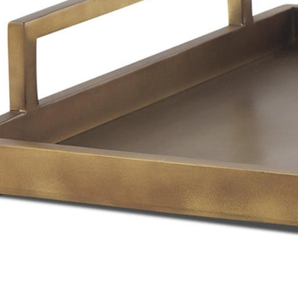 15" Gold Aluminum Hand Finished Vanity Tray With Handles HomeRoots