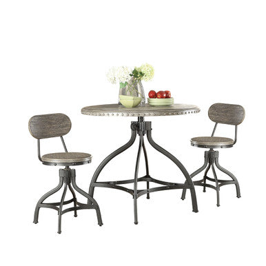 ACME 73130 Fatima 3 Piece Pack Adjustable Counter Height Set, Gray Oak ACME Furniture