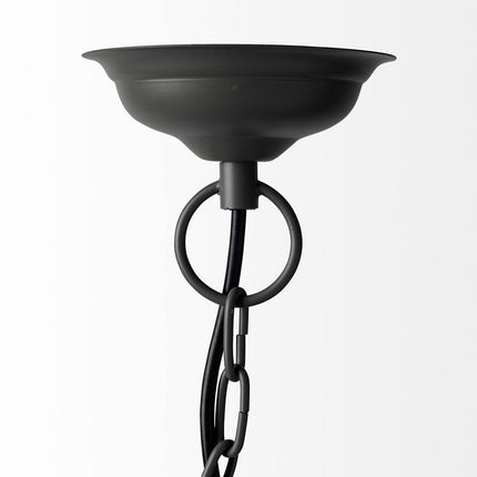 Black Four Light Metal Dimmable Chandelier With Black Shades HomeRoots