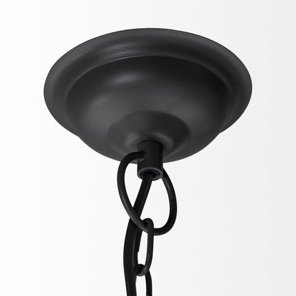 Black Four Light Metal Dimmable Chandelier With Black Shades HomeRoots