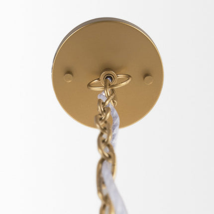 Gold Four Light Rattan Dimmable Chandelier With Gold Shades