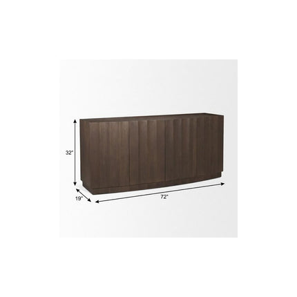 72" Brown Solid Wood Sideboard With Four Doors HomeRoots