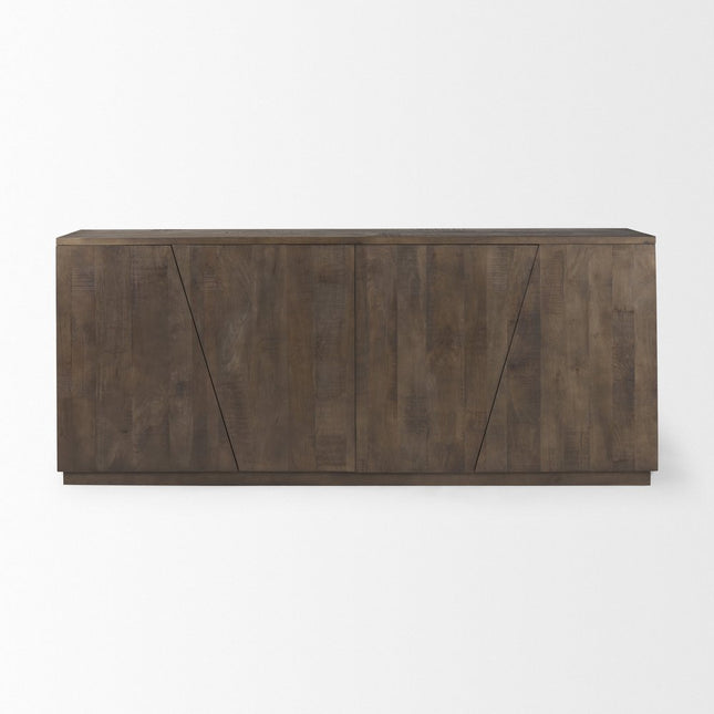 82" Brown Solid Wood Sideboard With Four Doors HomeRoots