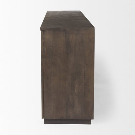 82" Brown Solid Wood Sideboard With Four Doors HomeRoots