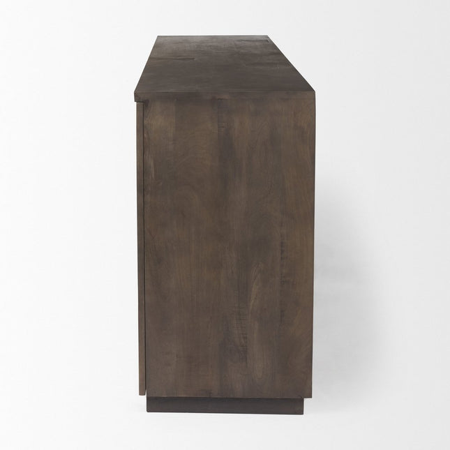 82" Brown Solid Wood Sideboard With Four Doors HomeRoots