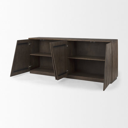 82" Brown Solid Wood Sideboard With Four Doors HomeRoots