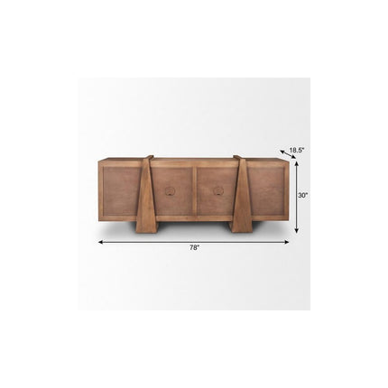78" Brown Solid Wood Sideboard With Four Doors HomeRoots