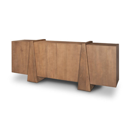 78" Brown Solid Wood Sideboard With Four Doors HomeRoots