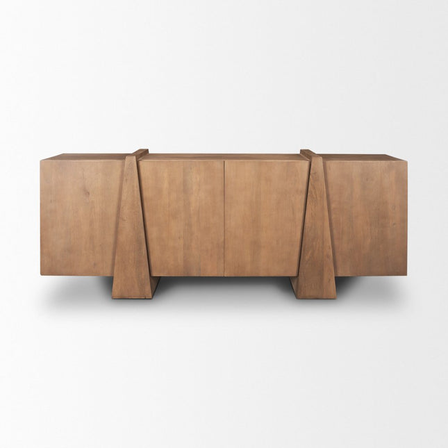 78" Brown Solid Wood Sideboard With Four Doors HomeRoots